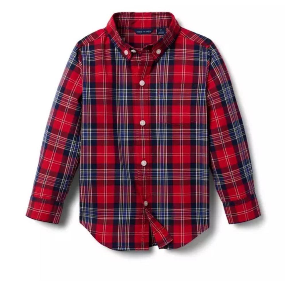 Janie and Jack Tartan Poplin Shirt